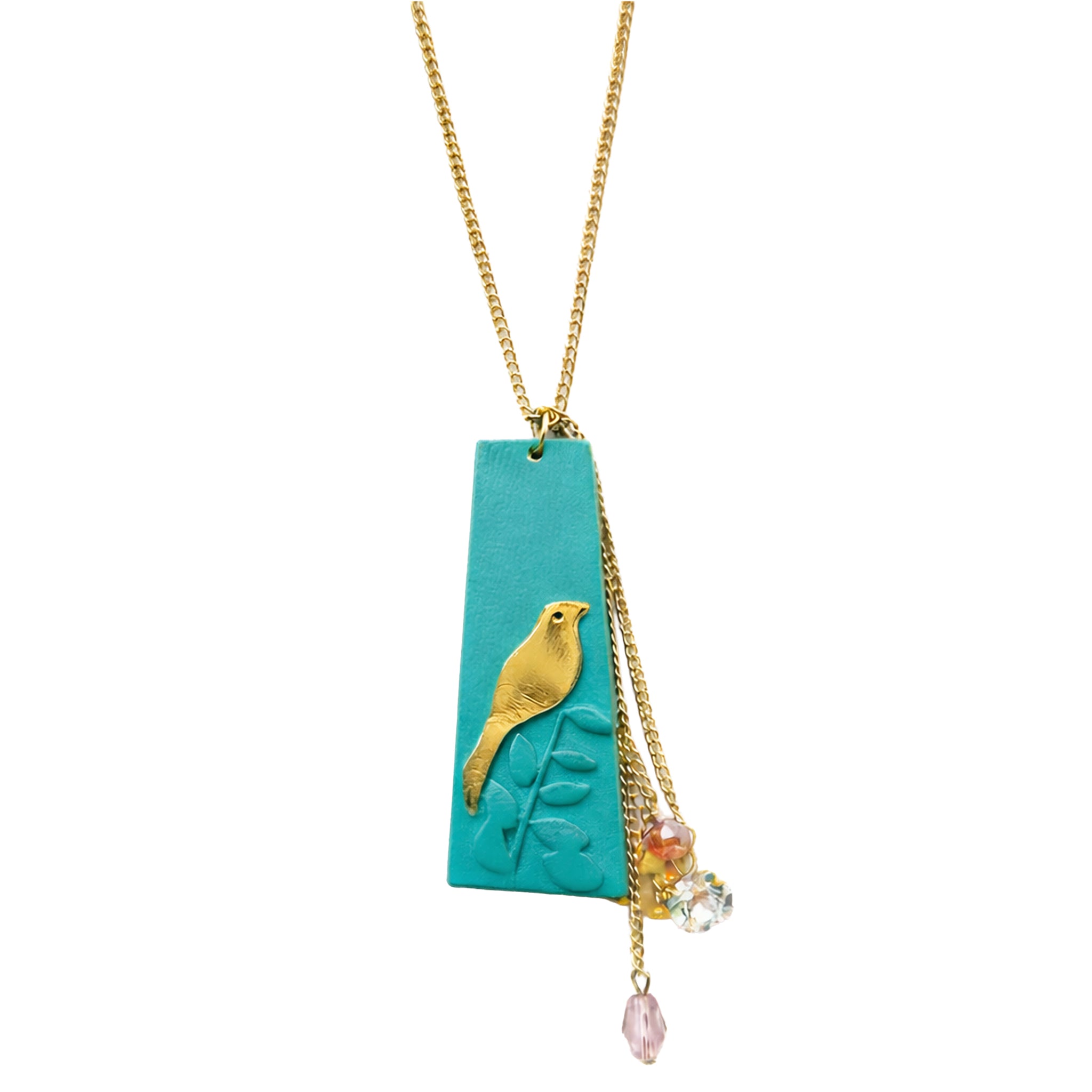 The Artsian Bird Necklace - Green Color