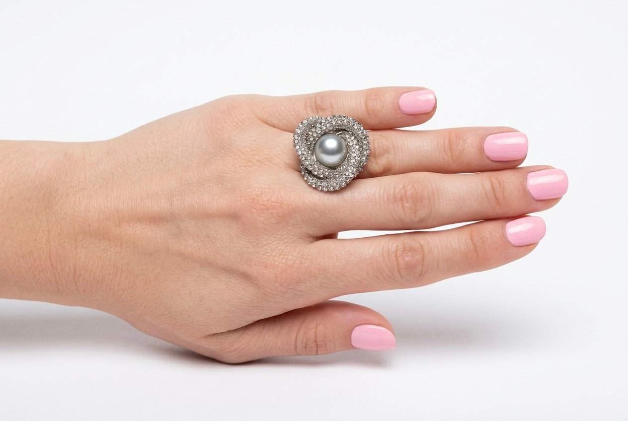 The Pearl Orbit Cocktail Ring