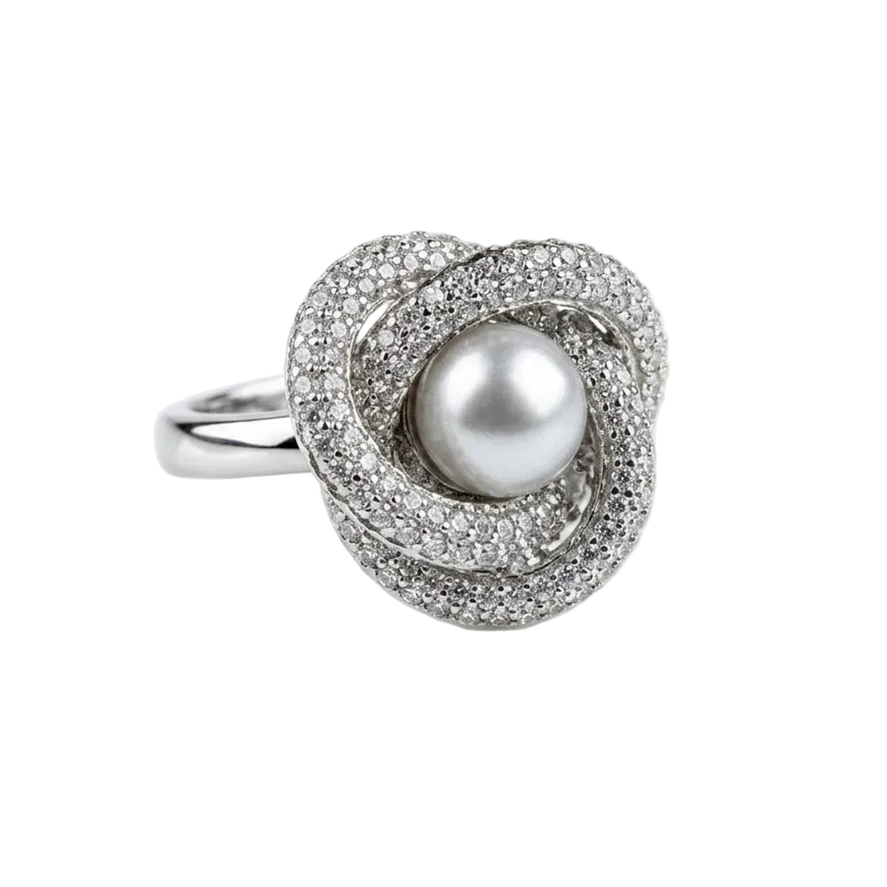 Handmade LUMI Pearl Orbit Cocktail Ring with orbit-inspired pearl-look detail
