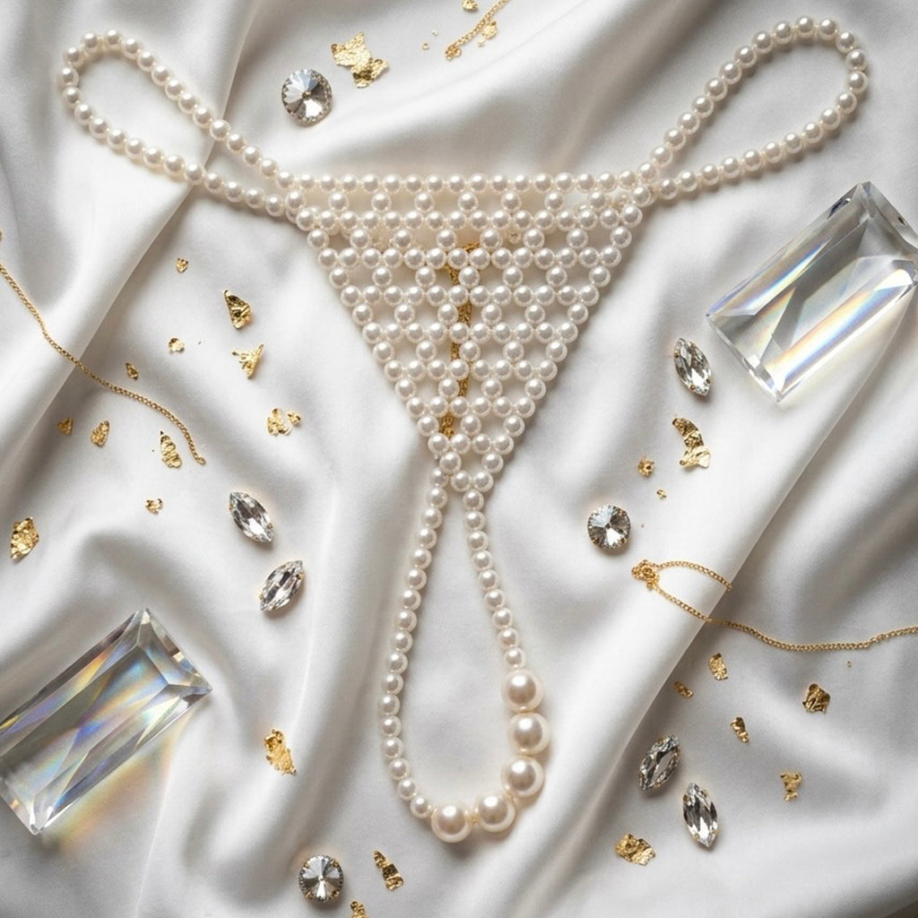 Luxury handmade Moonlight Pearl body jewelry bikini by LUMI.