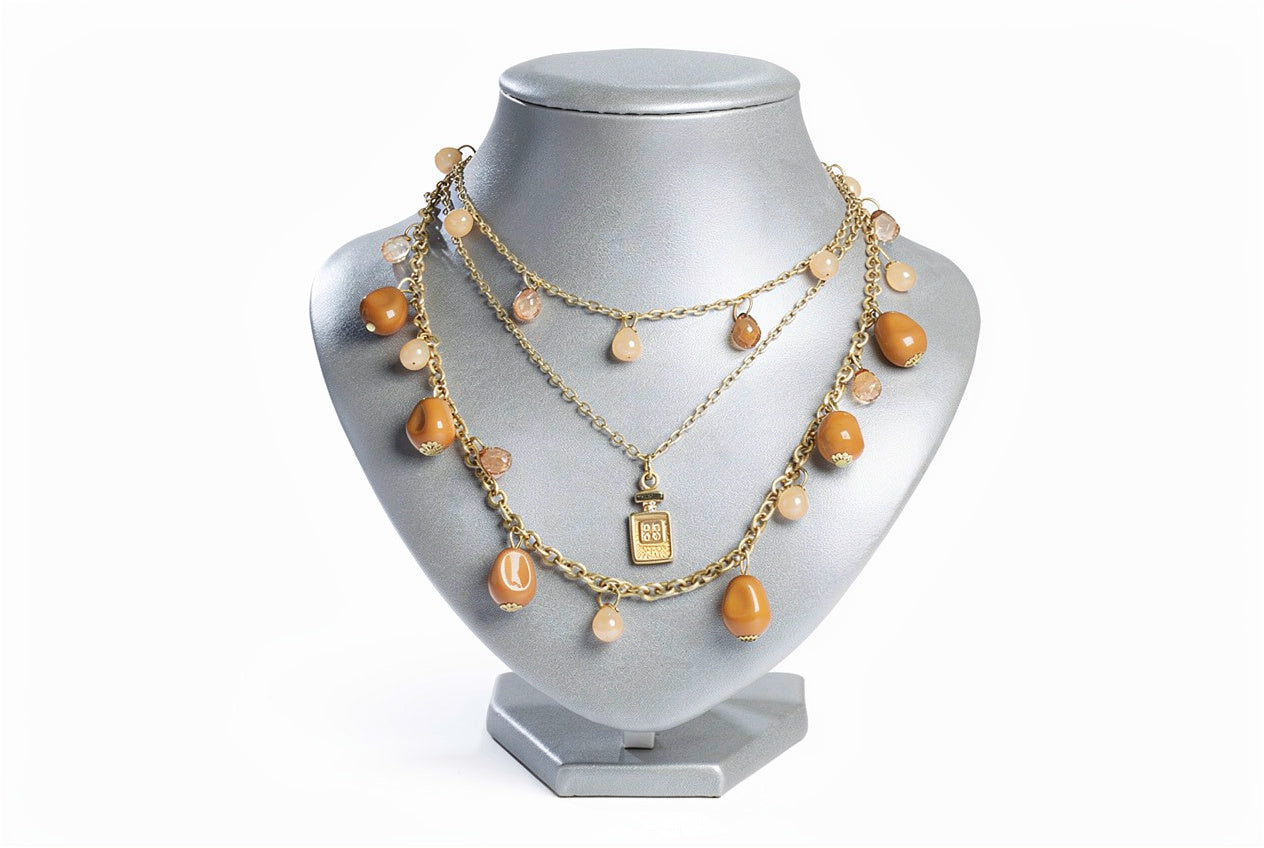 Amber Essence Multi-Strand Charm Necklace