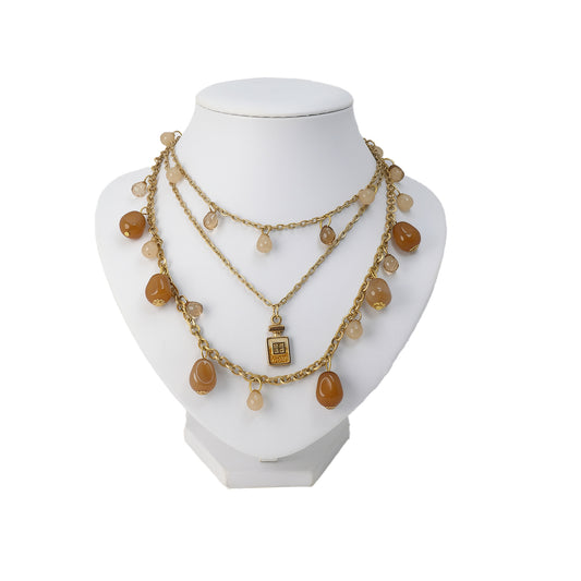 Amber Essence Multi-Strand Charm Necklace