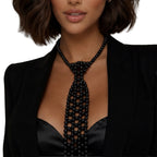 Model wearing the Onyx pearl necktie