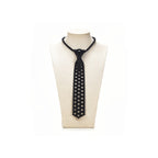 Onyx black pearl necktie, adjustable chain