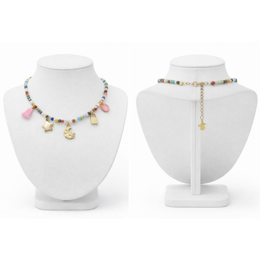 Handmade Celestial Charm Beaded Necklace by Lumi