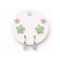 LUMI Celestial Earring - Light Blue and Green with celestial-inspired sparkle in light blue and green tones