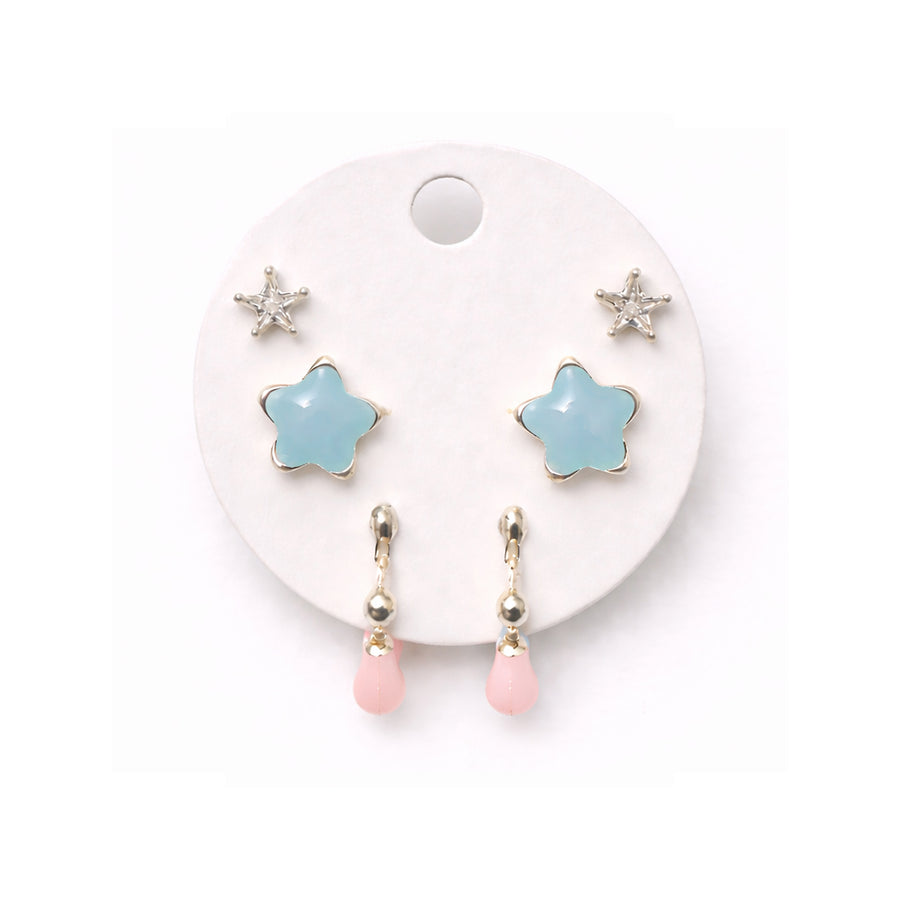 LUMI Celestial Earring - Pink and Light Blue with celestial-inspired sparkle in pink and light blue tones