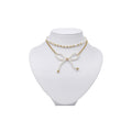 Handmade Classic Pearl Bow Layered Chain Necklace by Lumi