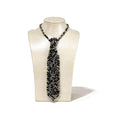 Handmade black and silver crystal necktie with adjustable chain by Lumi.