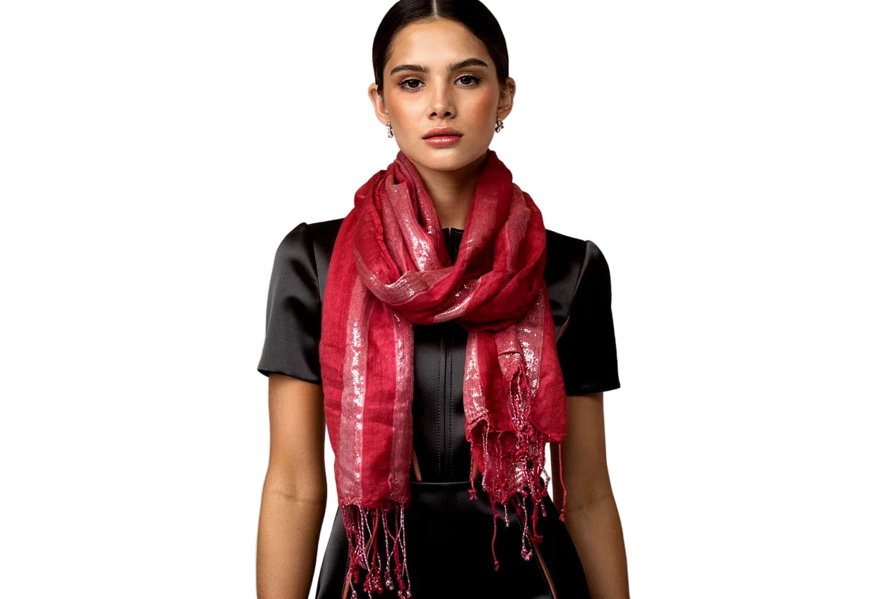 Crimson Lurex Scarf