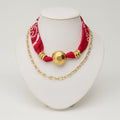 Crimson Muse Mixed-Media Layered Necklace