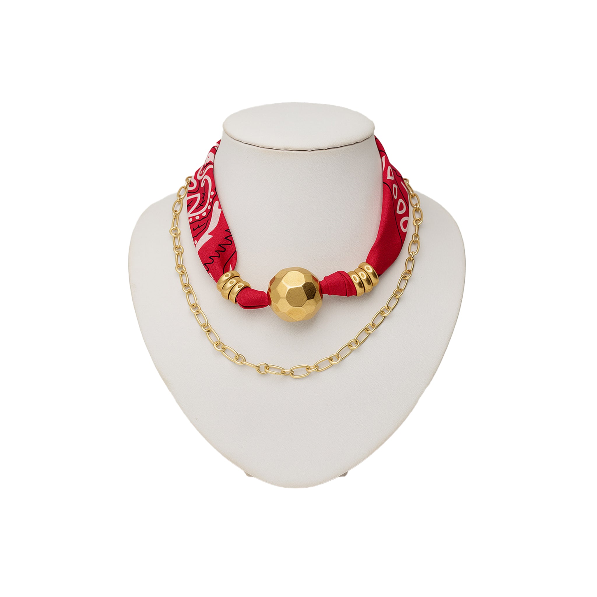 Crimson Muse Mixed-Media Layered Necklace