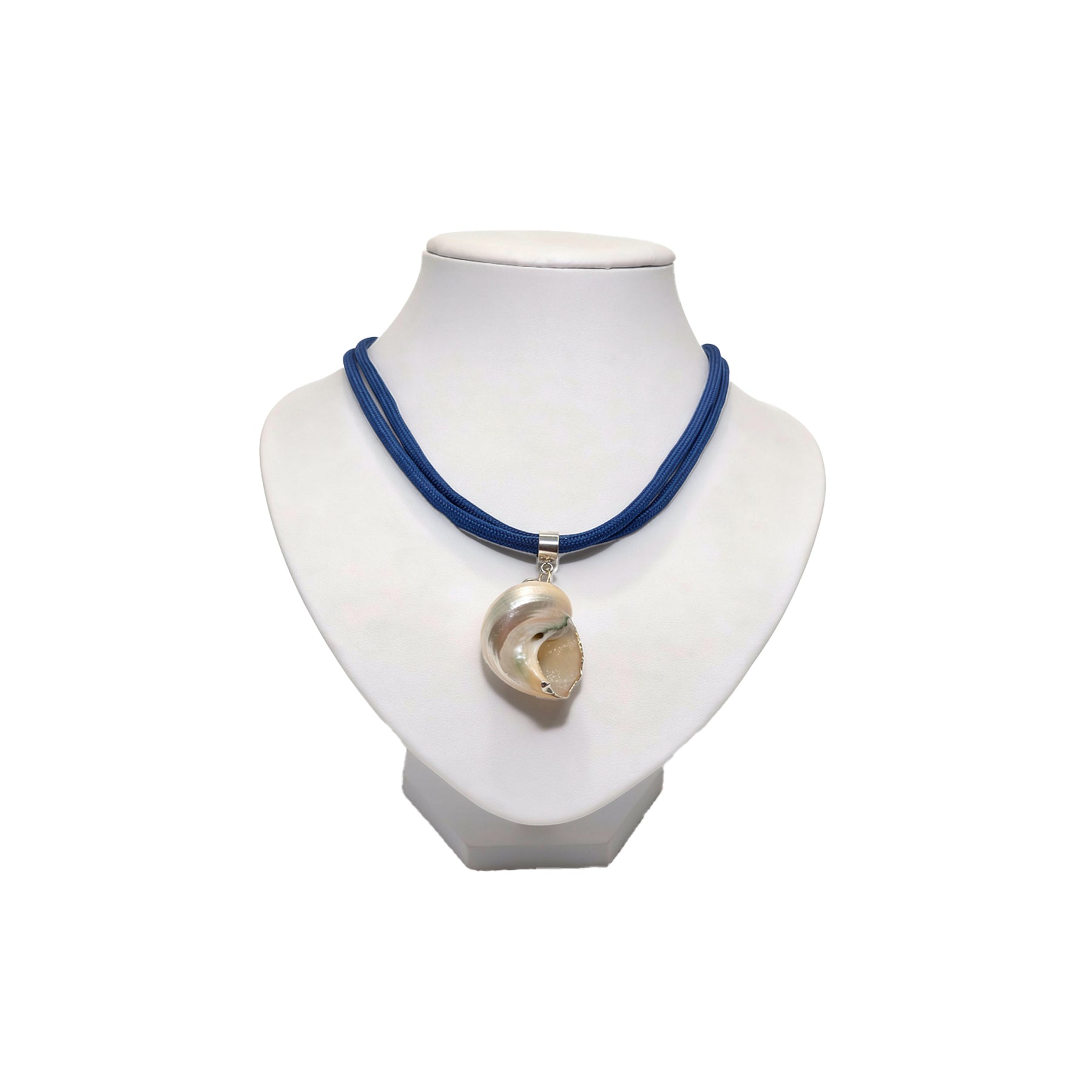 Handmade Deep Sea Nautilus Cord Necklace with Blue Cord by Lumi