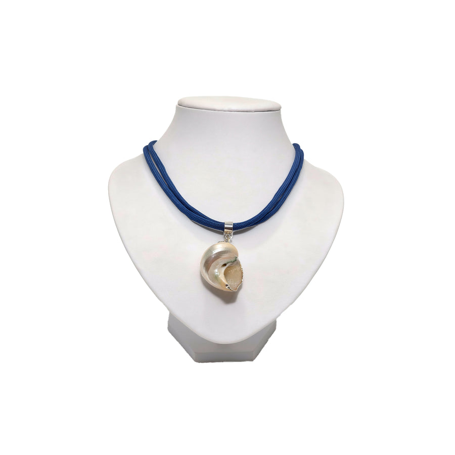 Handmade Deep Sea Nautilus Cord Necklace with Blue Cord by Lumi