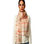 Model wearing the Desert Horizon Scarf by LUMI
