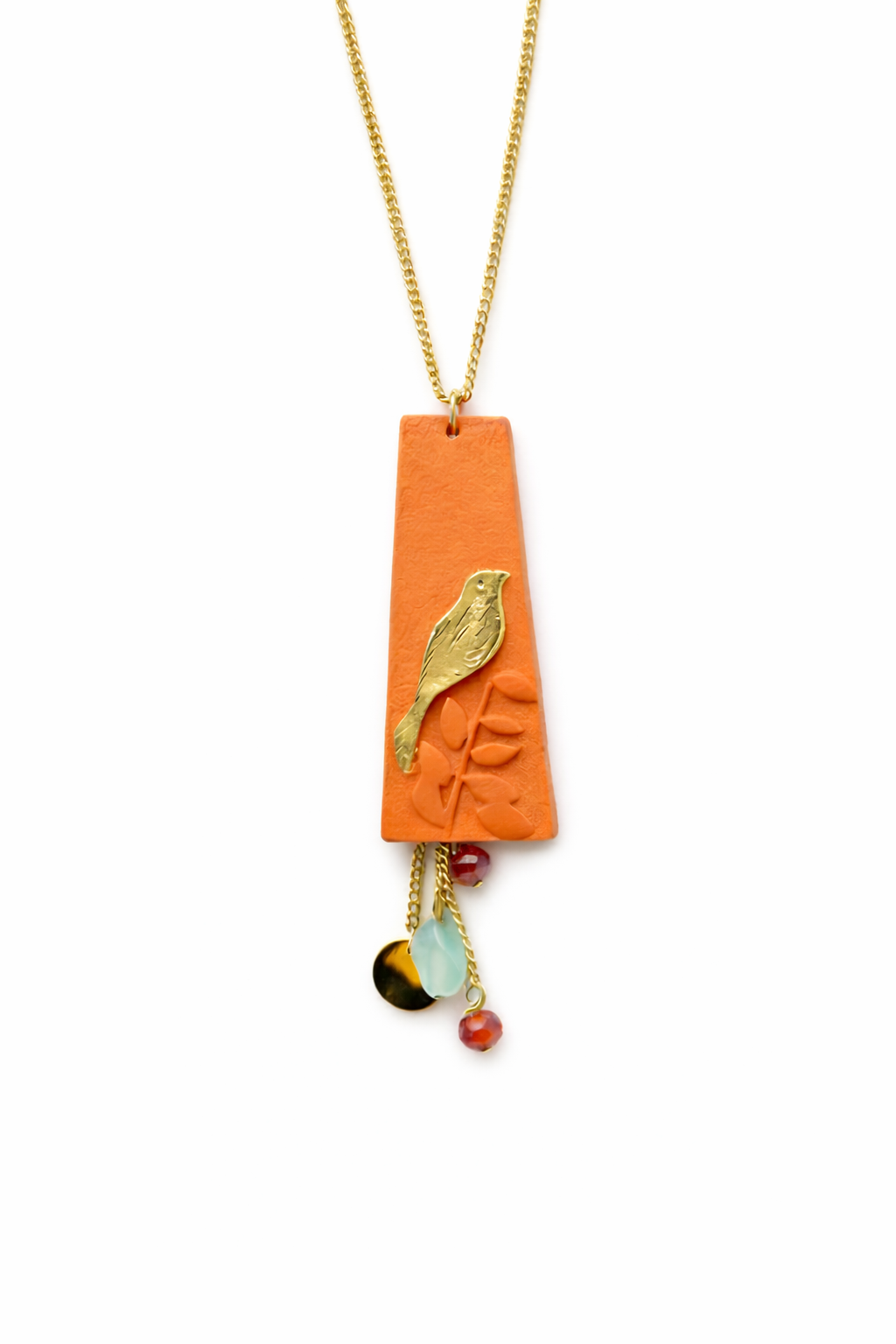The Artsian Bird Necklace - Orange Color