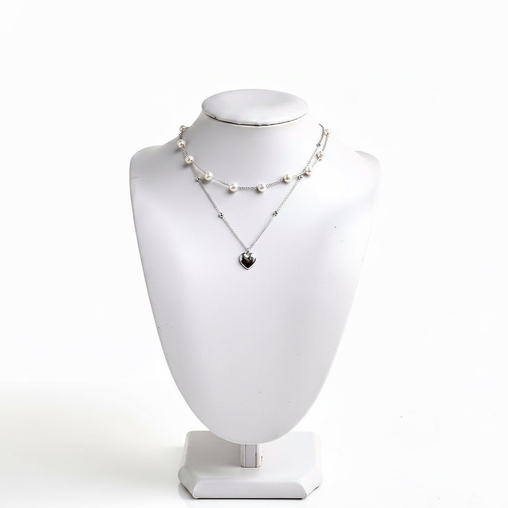 Pearl & Heart Layered Necklace