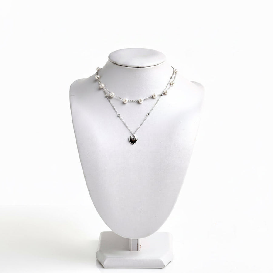 Pearl & Heart Layered Necklace
