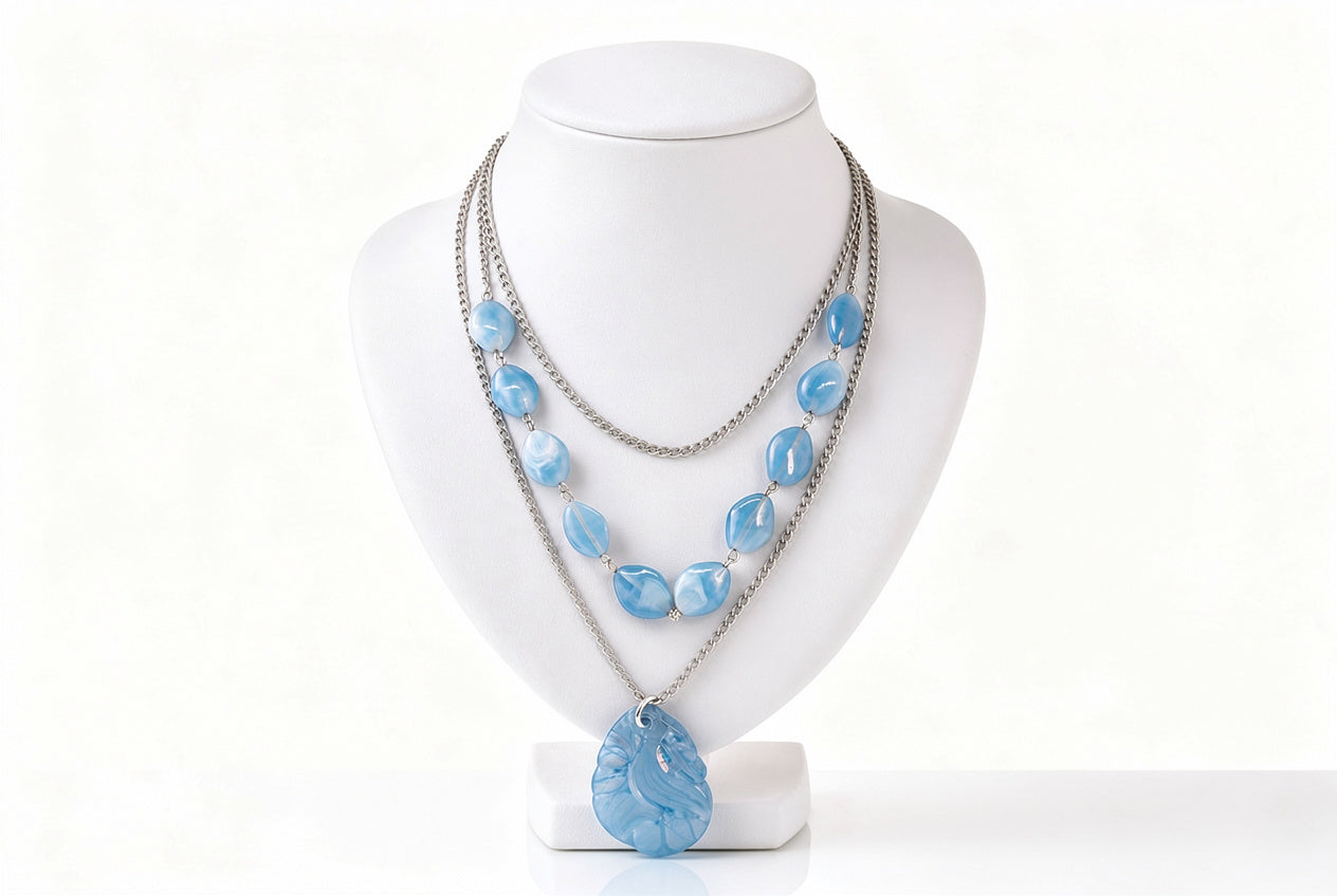 Azure Cascade Stone Necklace