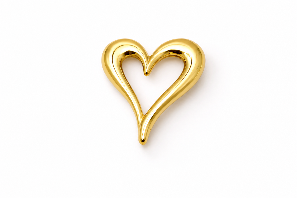 Open Heart Brooch - Golden Color