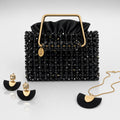 Luxury handmade crystal handbag with matching gold-plated necklace and earrings bundle by LUMI.