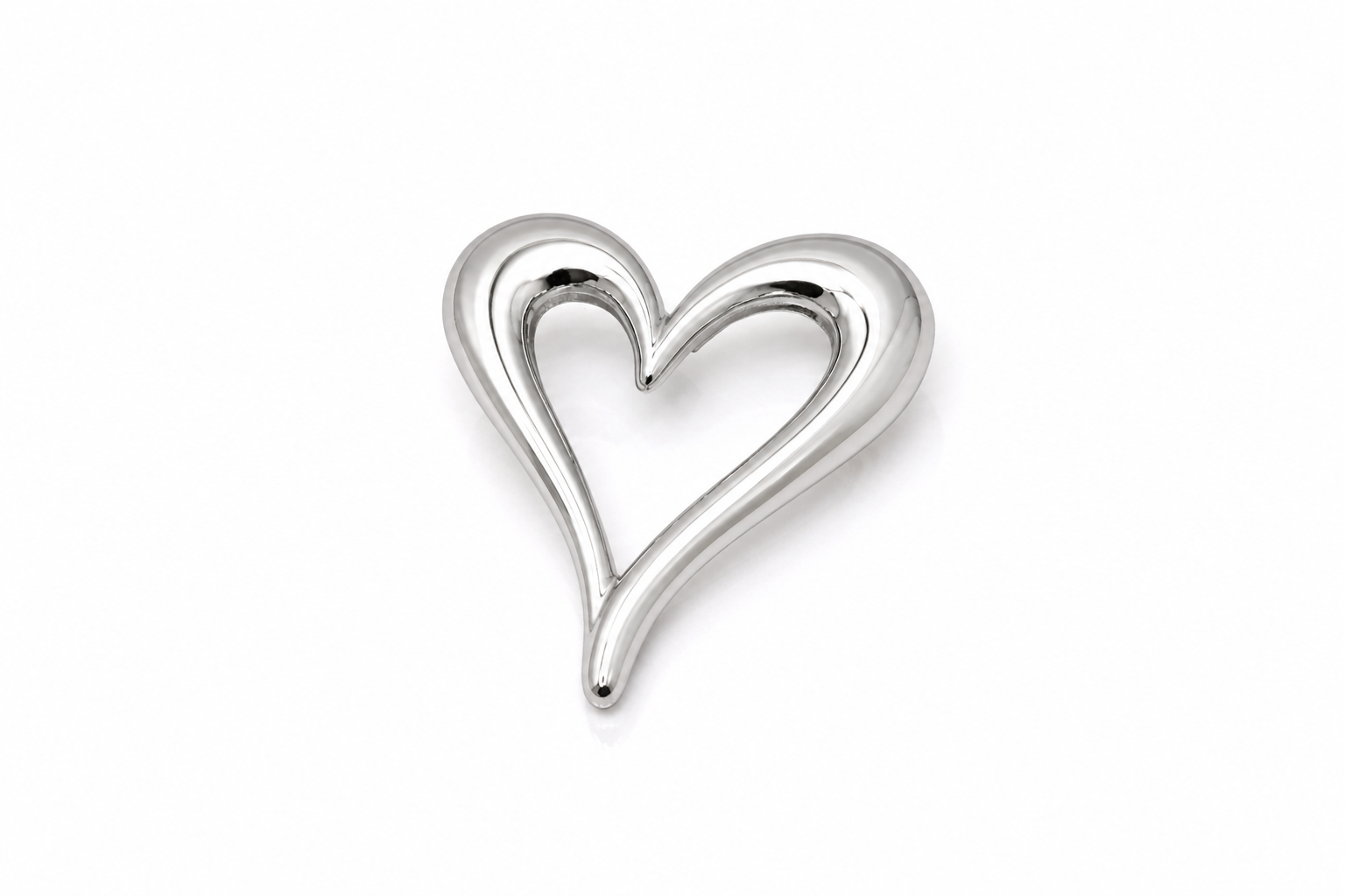 Open Heart Brooch - Silver Color