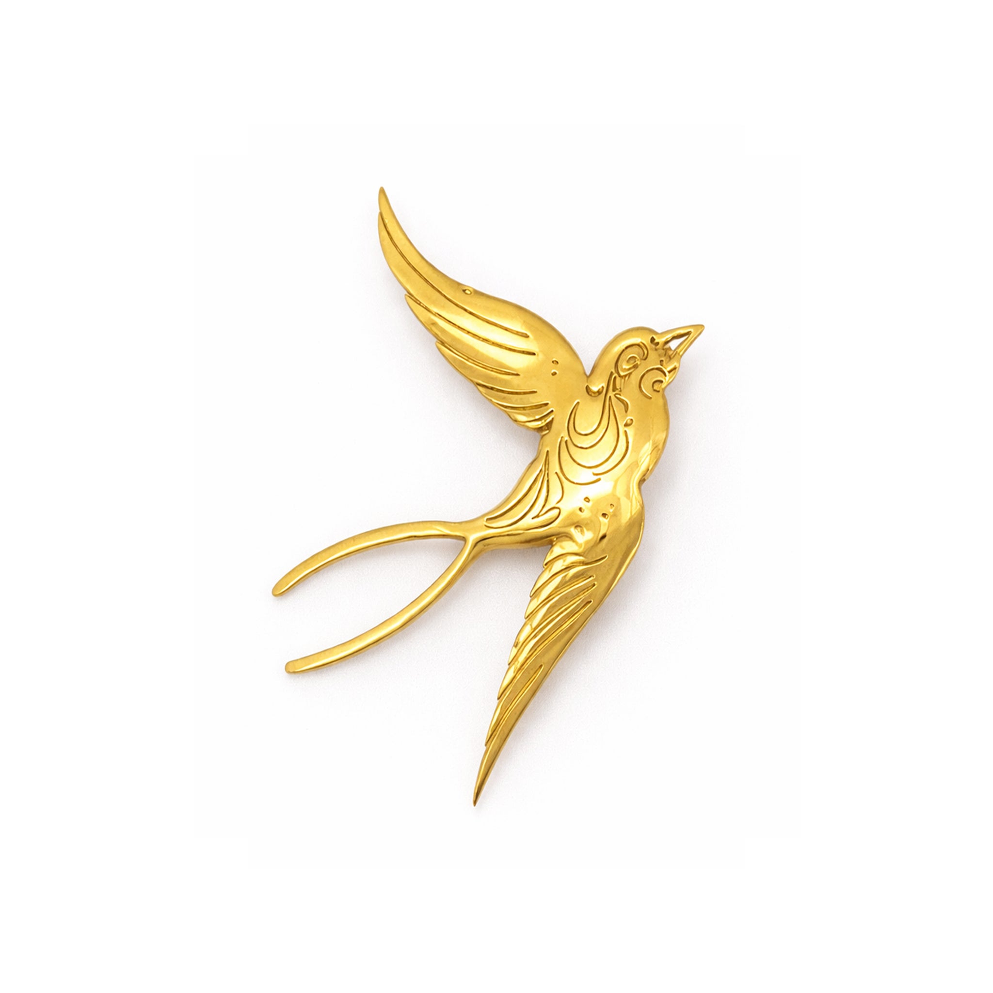Flying Bird Brooch - Golden Color