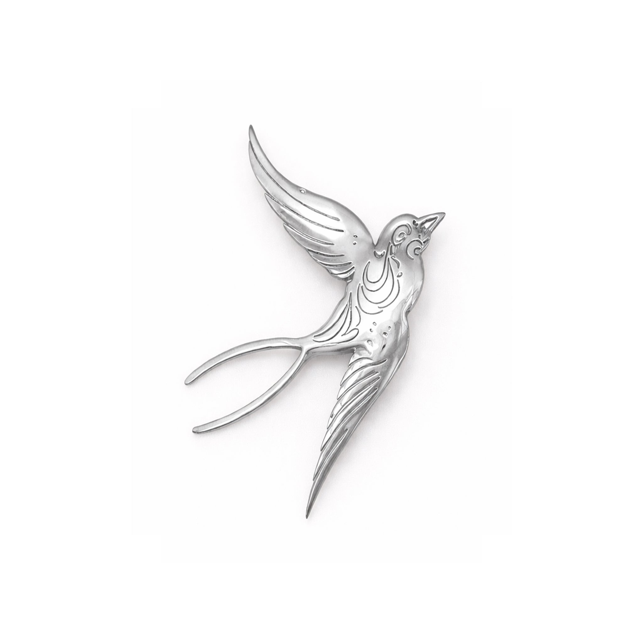 Flying Bird Brooch - Silver Color