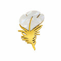 Mother of Pearl Leaf Brooch with gold-tone botanical design by Lumi