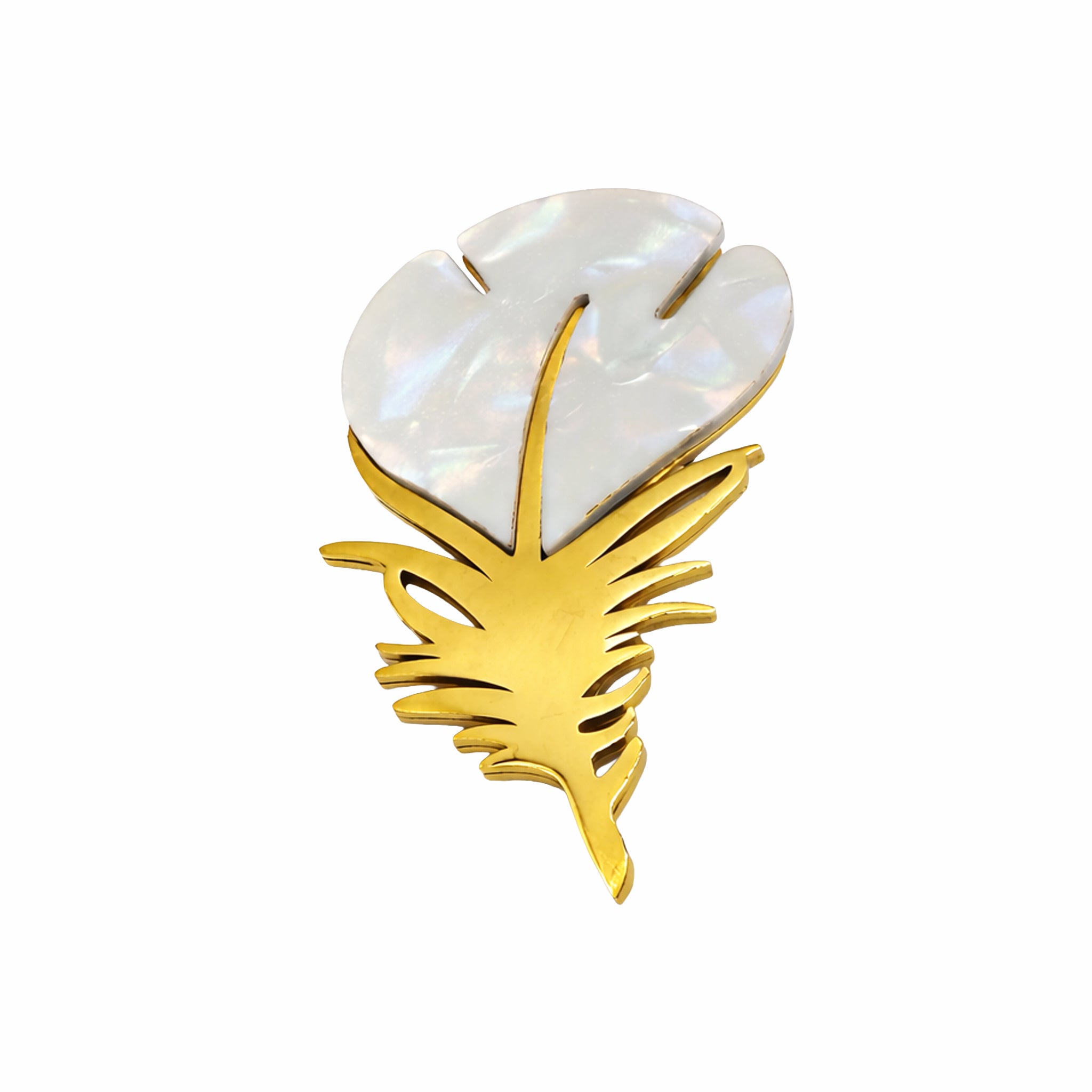 Mother of Pearl Leaf Brooch