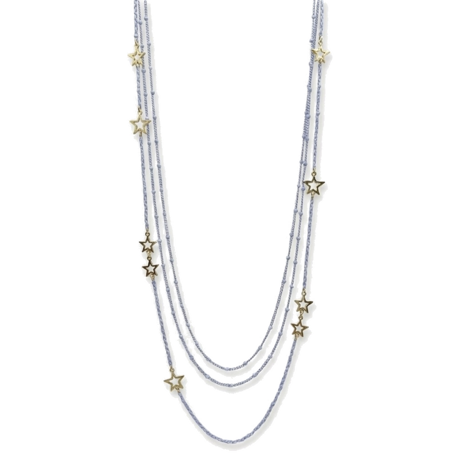 Celestial Wrap layered silver necklace with star accents by Lumi