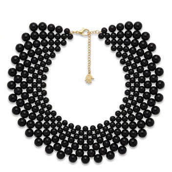 Back of the Noir Cascade necklace, clasp and extension chain