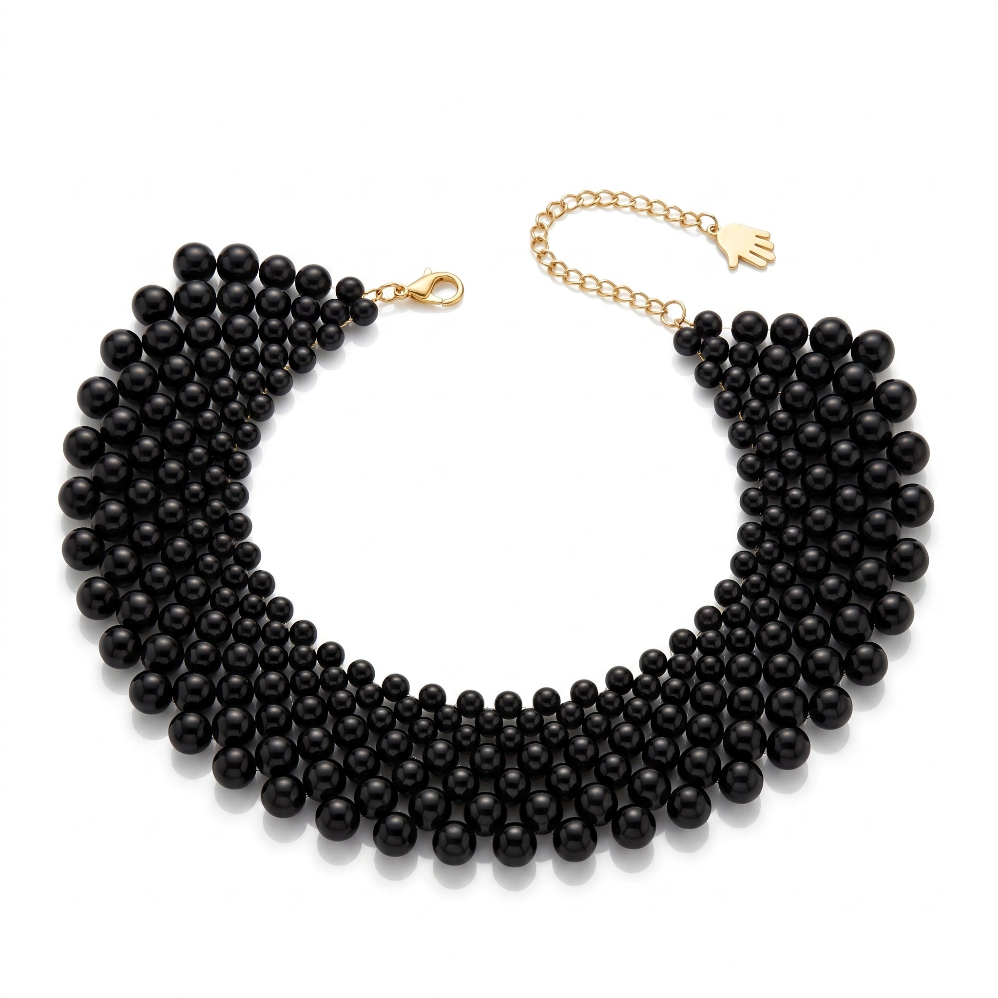 LUMI The Noir Cascade Jewelry Set featuring a handcrafted black statement necklace and matching earrings on a white background