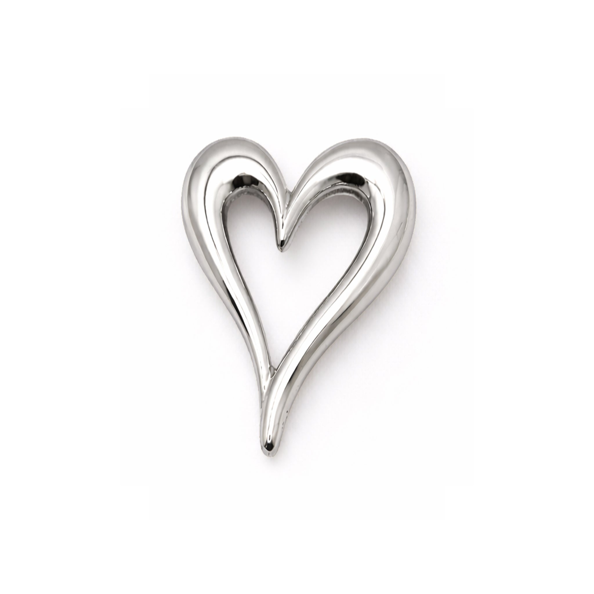 Open Heart Brooch - Silver Color