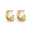LUMI Pearl Curve Earring with a curved profile with pearl-look accents