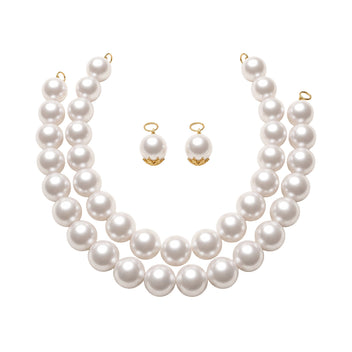 Royale pearl choker and matching earrings on a white background