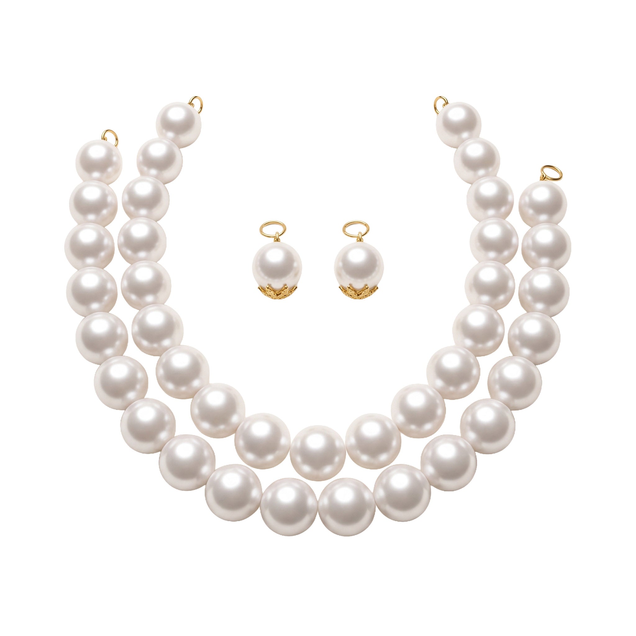 LUMI The Royale Pearl Jewelry Set with a double-strand pearl choker and matching pearl earrings on a white background
