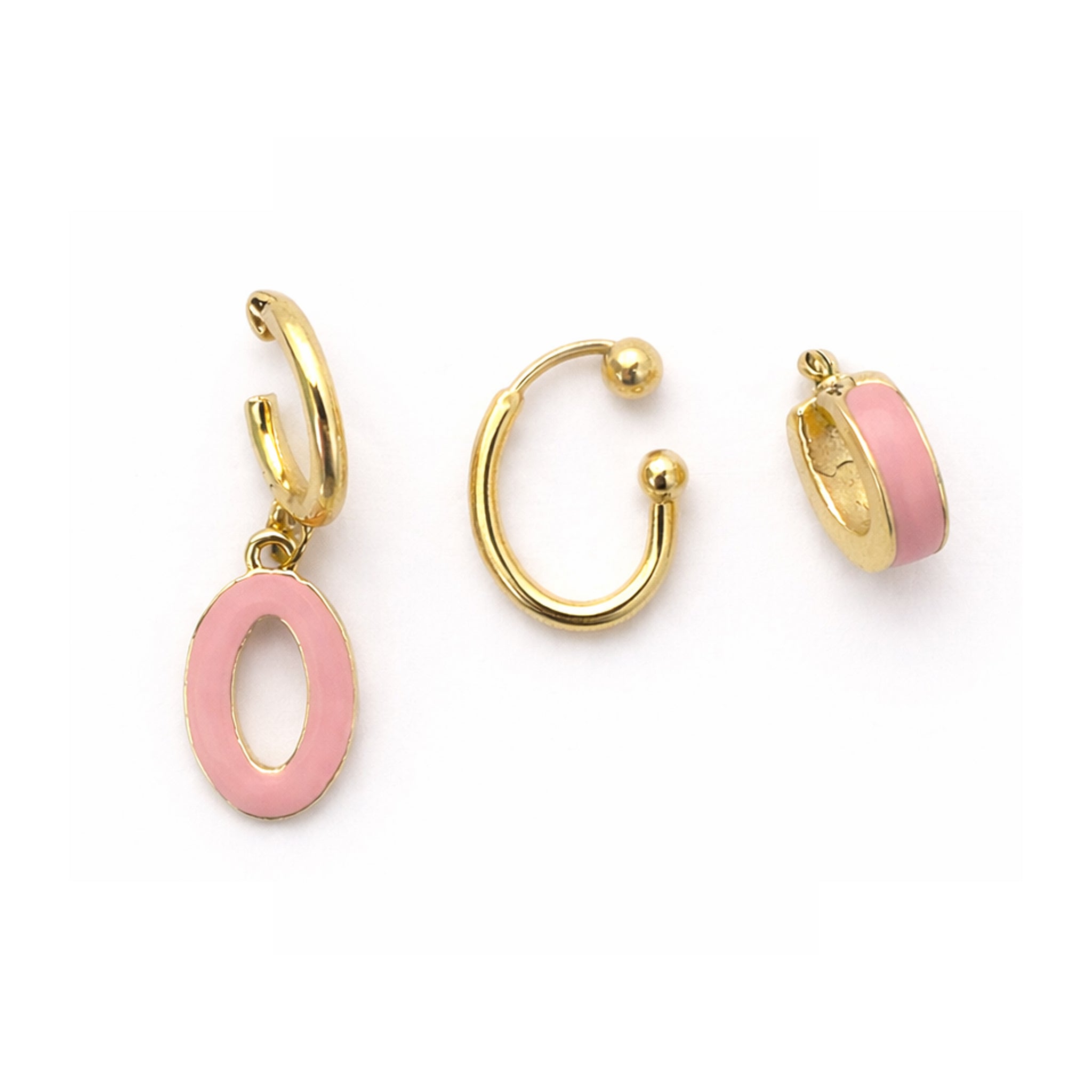 Pink Oval Trio Earring