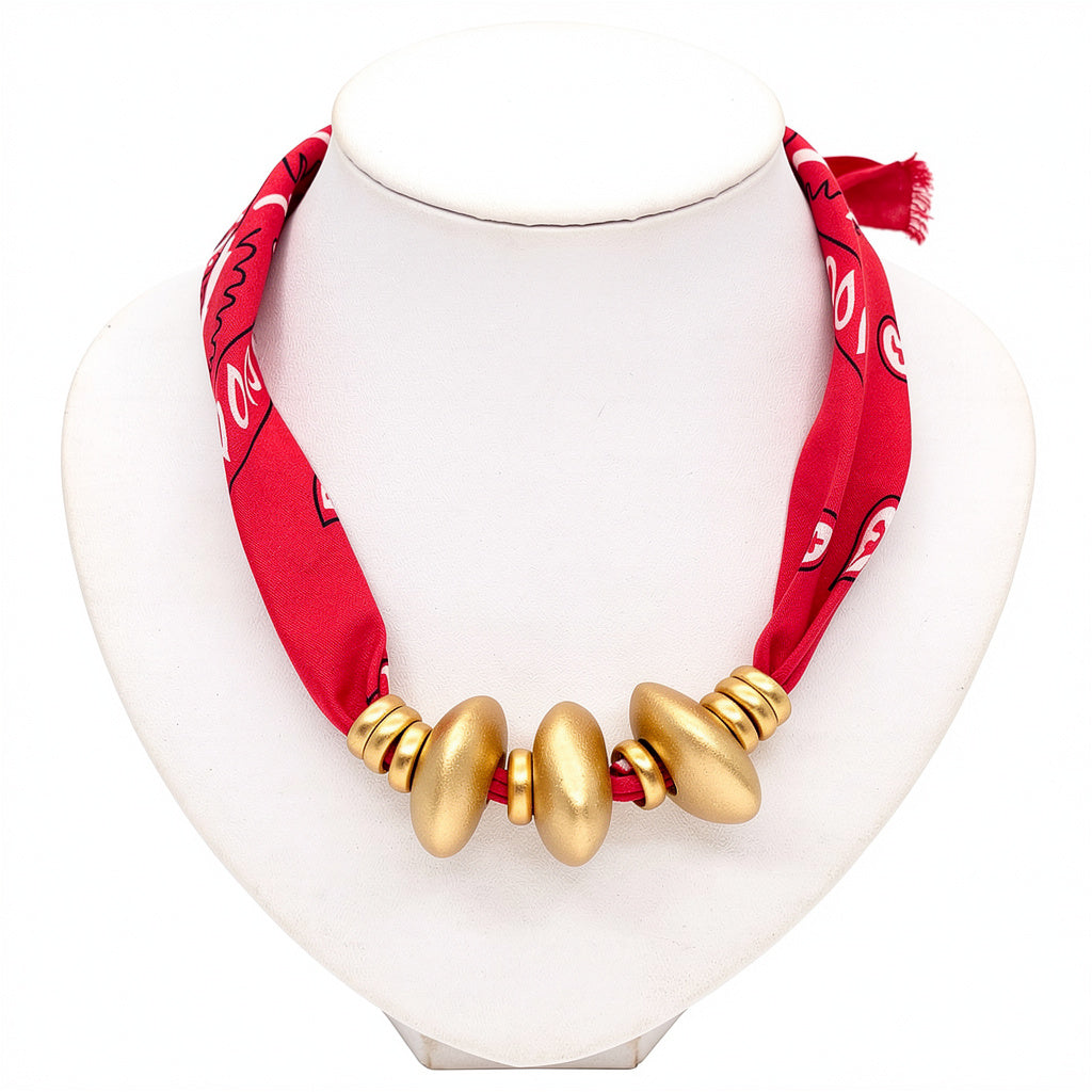 Scarlet Bandana Gold-Accent Necklace