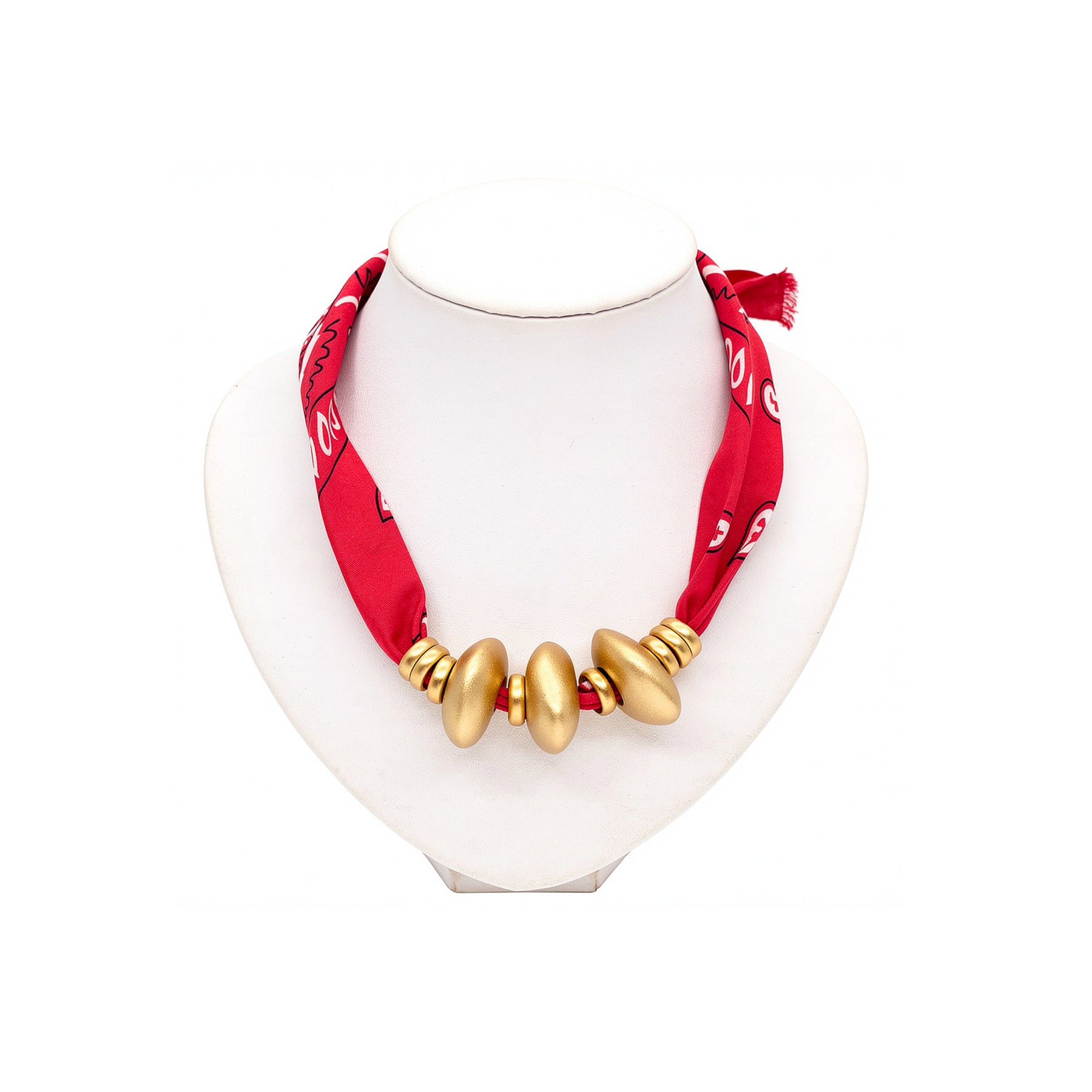 Handmade Scarlet Bandana Gold-Accent Necklace by Lumi