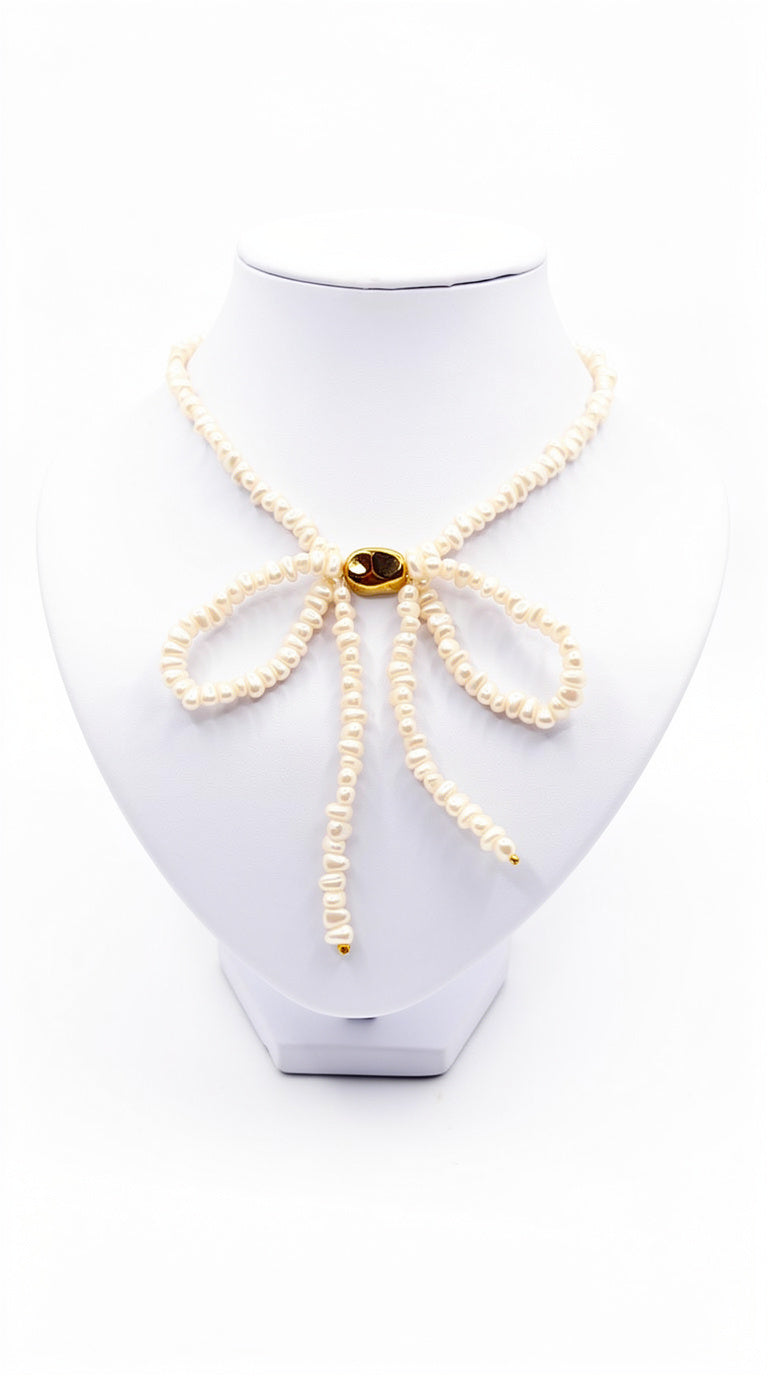 Signature Pearl Bow Statement Necklace