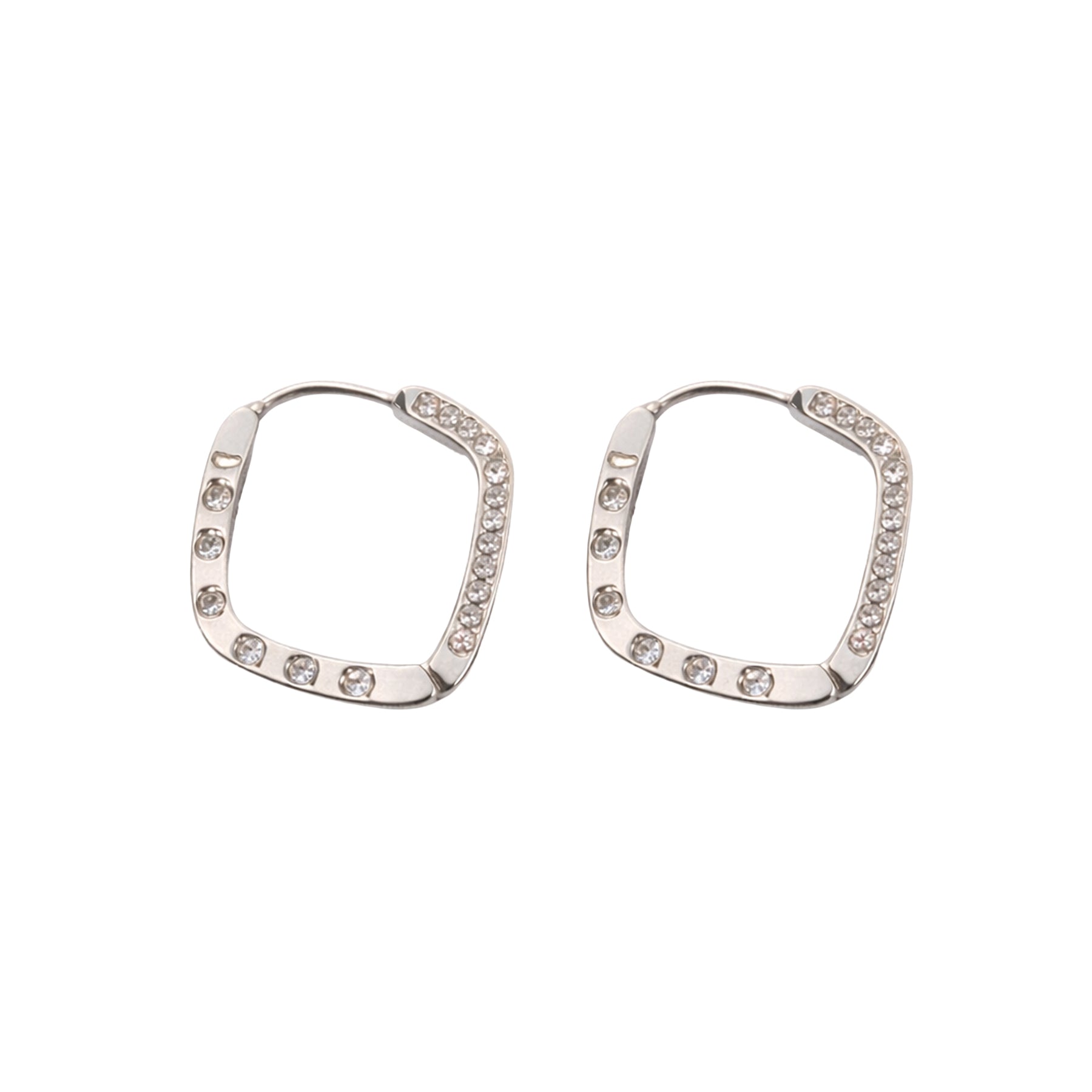 LUMI Squared Crystal Earring with a squared hoop shape with crystal-style shine