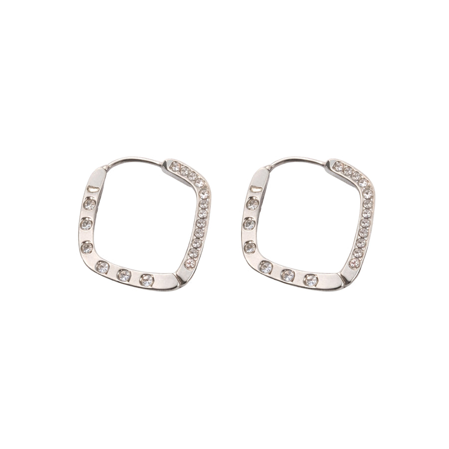 LUMI Squared Crystal Earring with a squared hoop shape with crystal-style shine