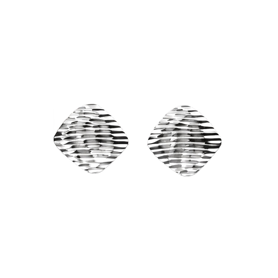 LUMI Textured Earring - Silver with a sculpted textured finish with a silver-tone look