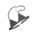 Handmade black pearl body jewelry bra with adjustable gold-tone chains by LUMI.