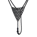 Handmade black pearl body jewelry bikini with adjustable gold-tone chains by LUMI.