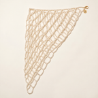 Celeste Pearl Lattice Belt laid flat showing the white pearl lattice, adjustable gold-tone clasp and LUMI charm.