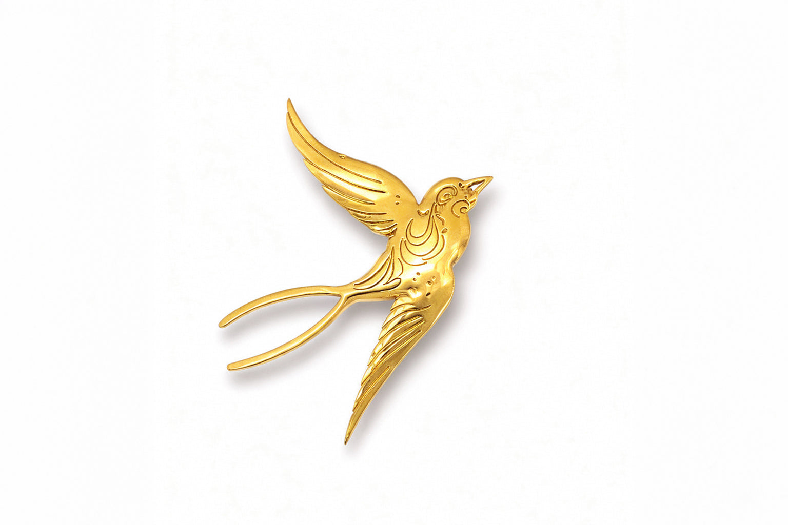 Flying Bird Brooch - Golden Color
