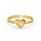 Heart Chain Ring - Golden Color