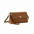 Tan Flap bag in sophisticated setting